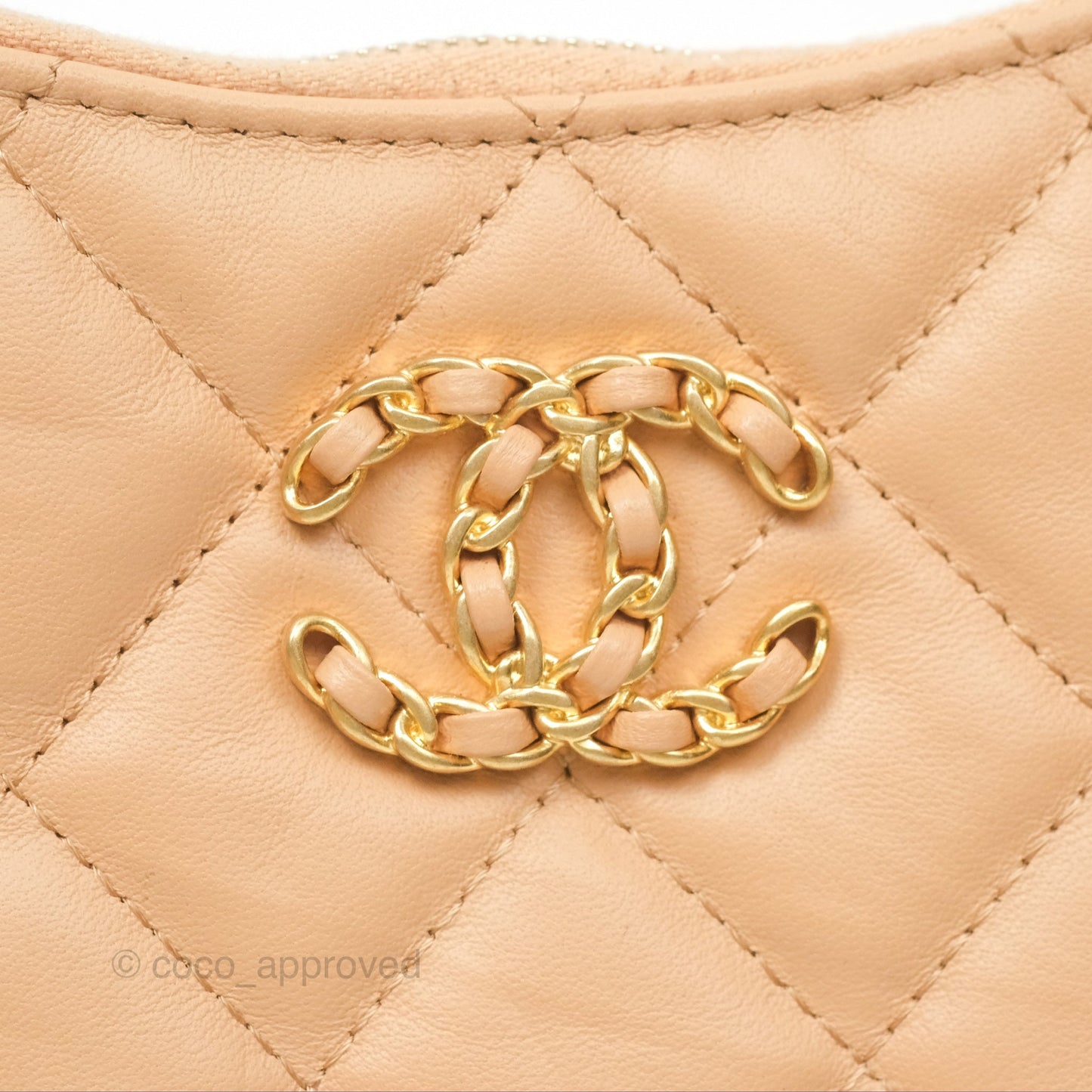 Chanel Small Hobo Bag Beige Aged Calfskin Aged Gold Hardware 23K