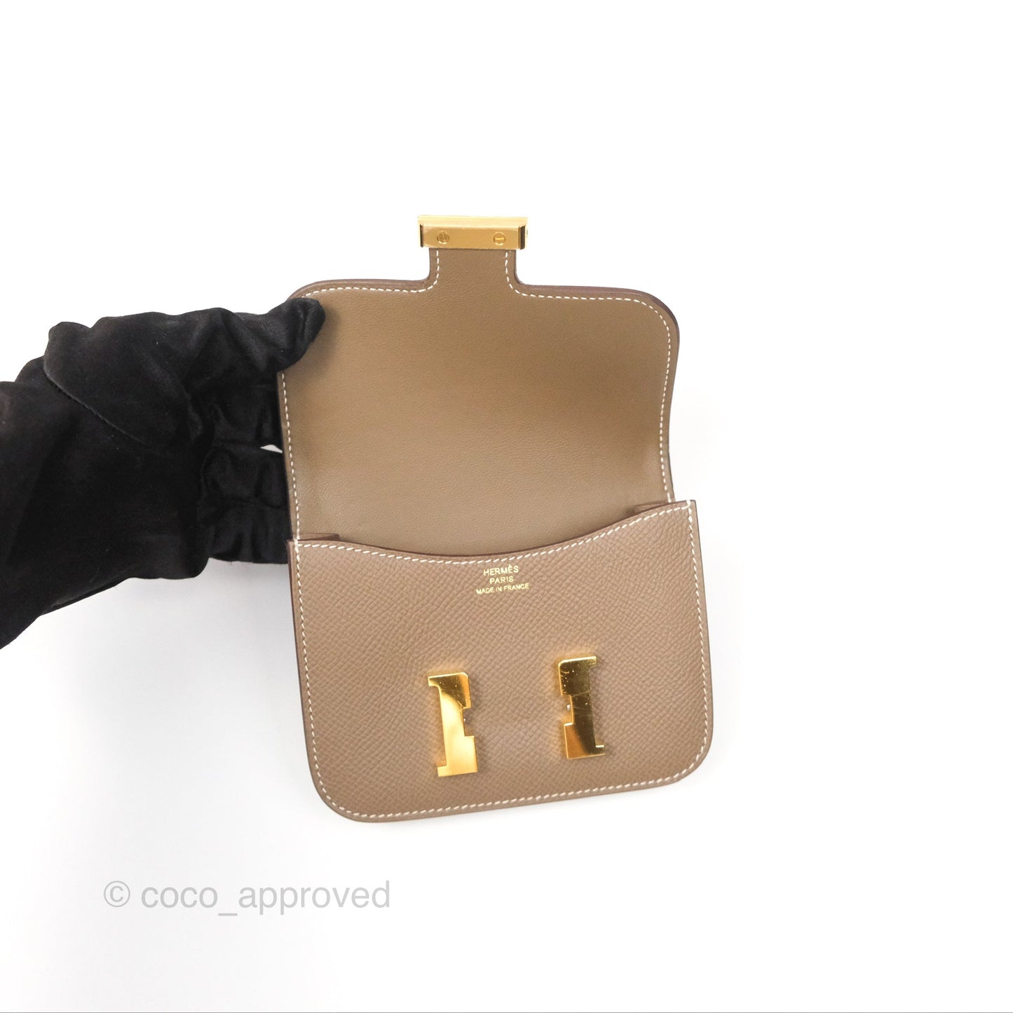 Hermès Constance Slim Wallet Etoupe Epsom Gold Hardware