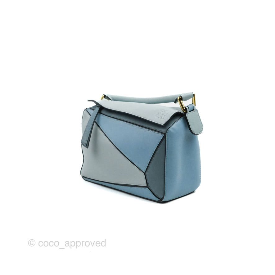 Loewe Small Puzzle Bag Blue Grained Calfskin