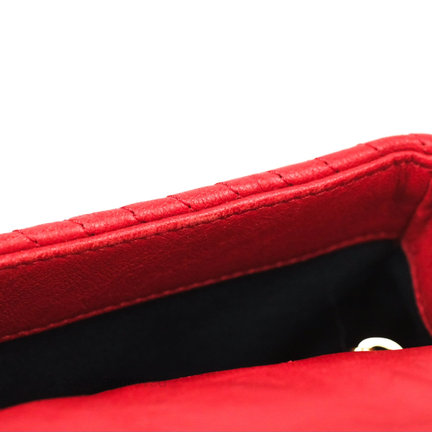 Chanel Small Chevron Surpique Flap Red Calfskin Aged Gold Hardware