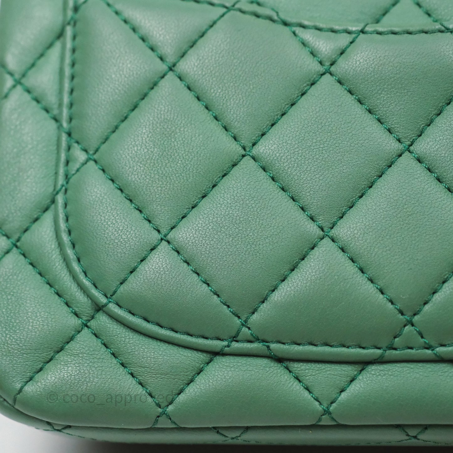 Chanel Pearl Crush Mini Square Quilted Green Lambskin Aged Gold Hardware