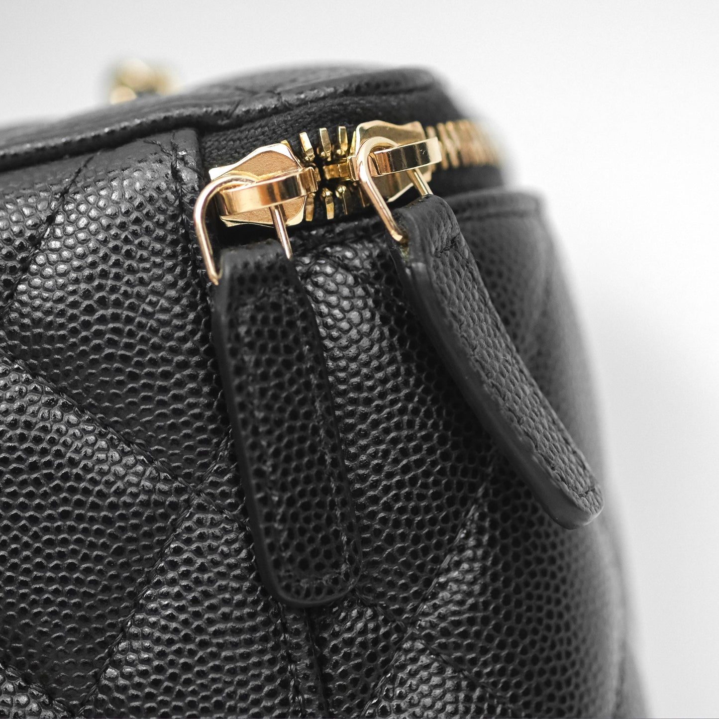 Chanel Vanity Rectangular With Chain Black Caviar Gold Hardware