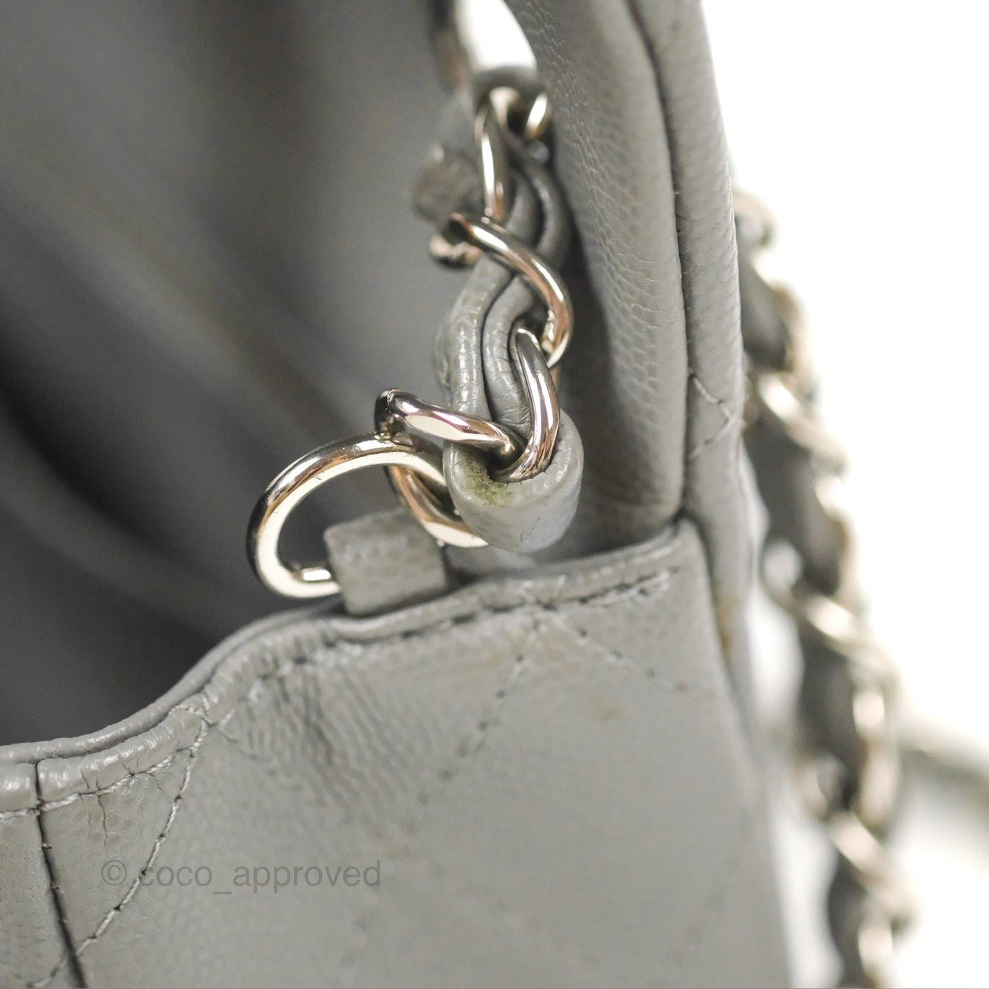 Chanel Quilted Mini Rectangular Flap Grey Caviar Silver Hardware 17B