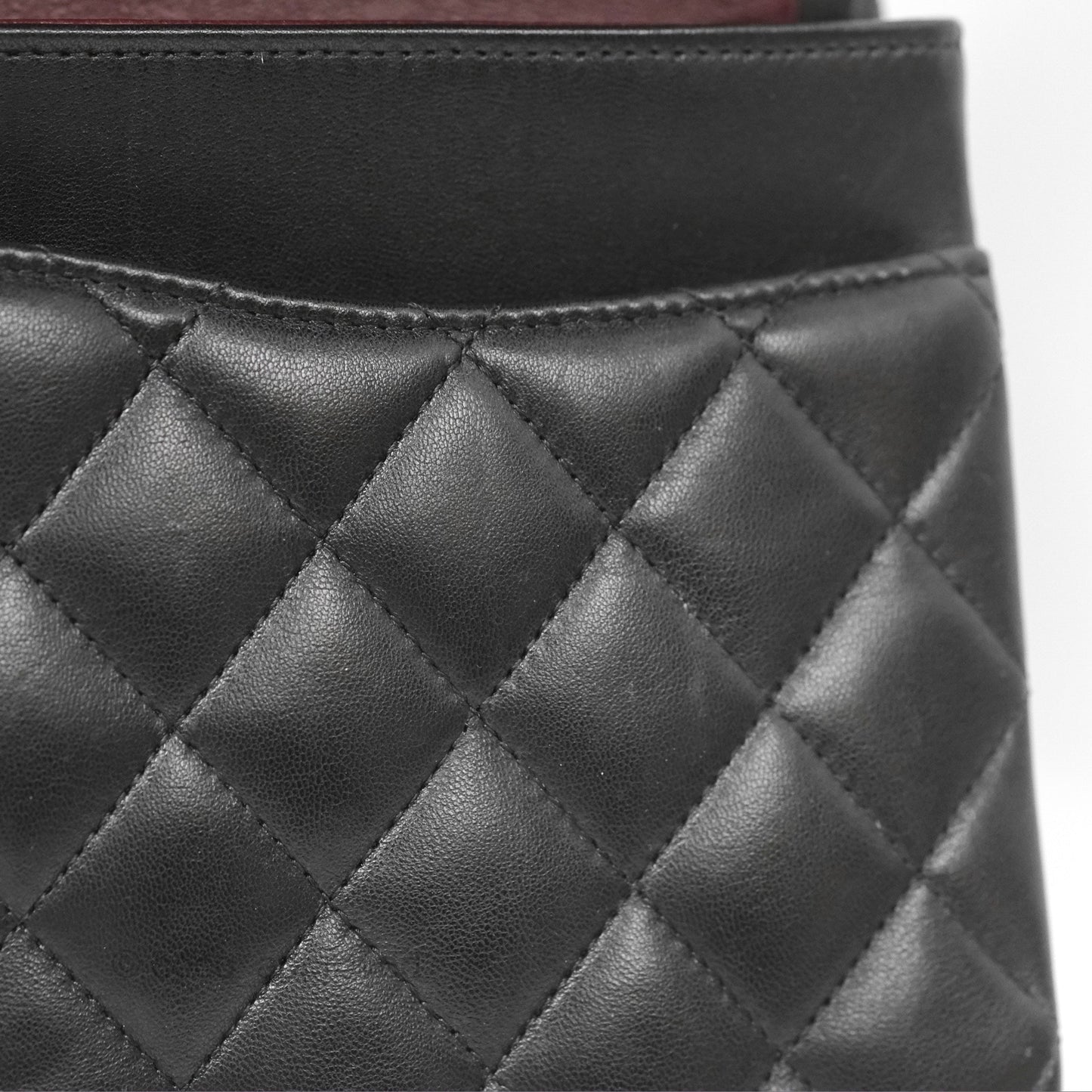 Chanel Classic M/L Medium Flap Quilted Black Lambskin Silver Hardware