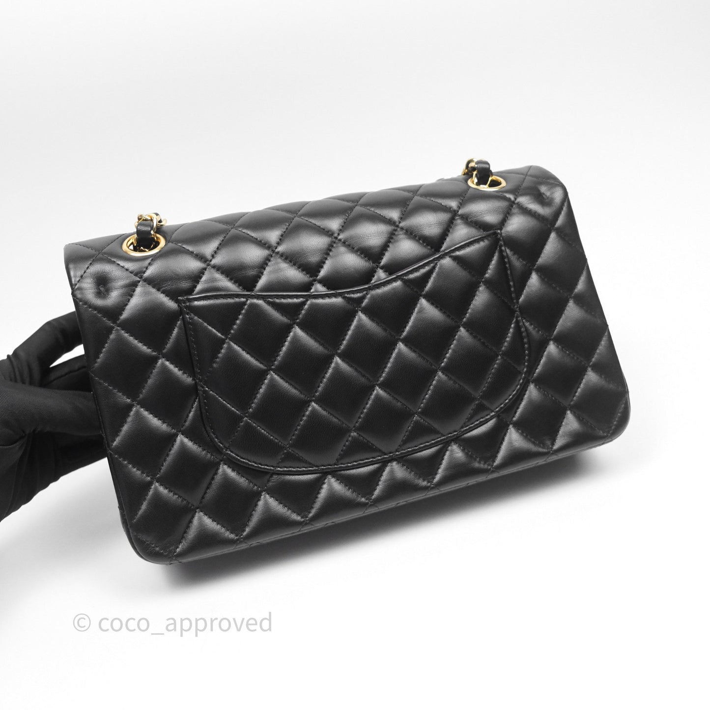 Chanel Classic M/L Medium Flap Quilted Black Lambskin Gold Hardware