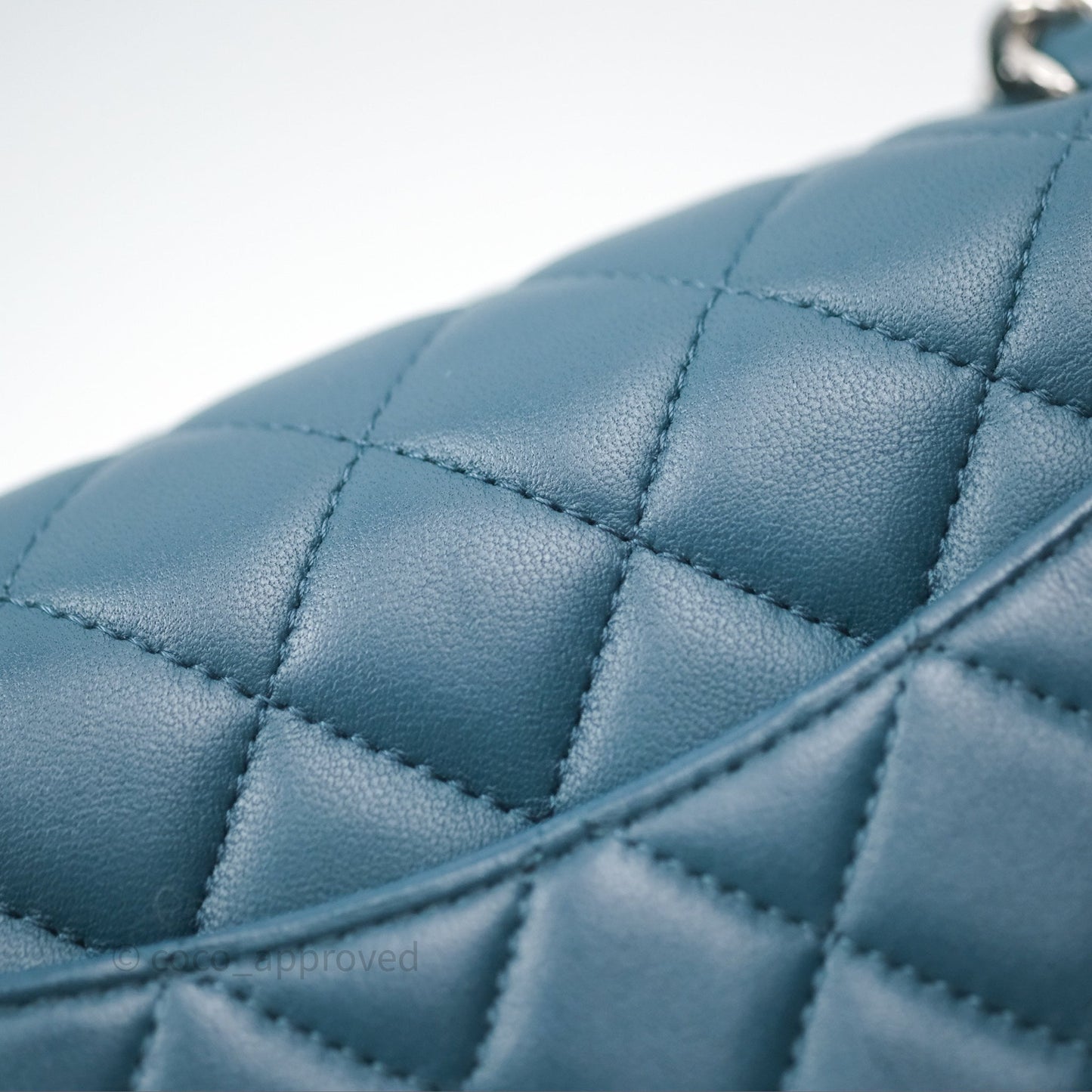 Chanel Quilted Mini Rectangular Flap Teal Green Lambskin Silver Hardware