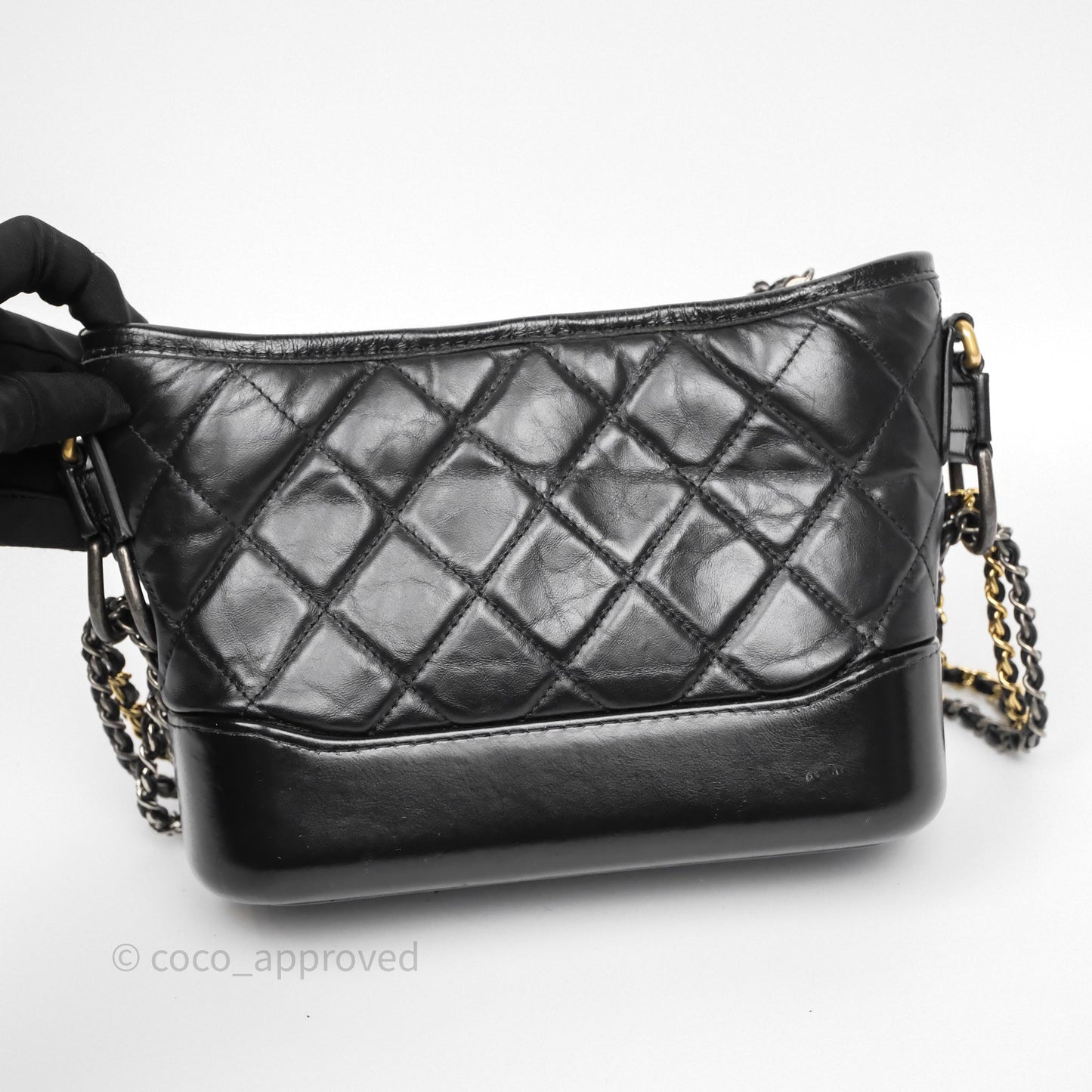 Chanel Small Gabrielle Hobo Quilted Black Aged Calfskin