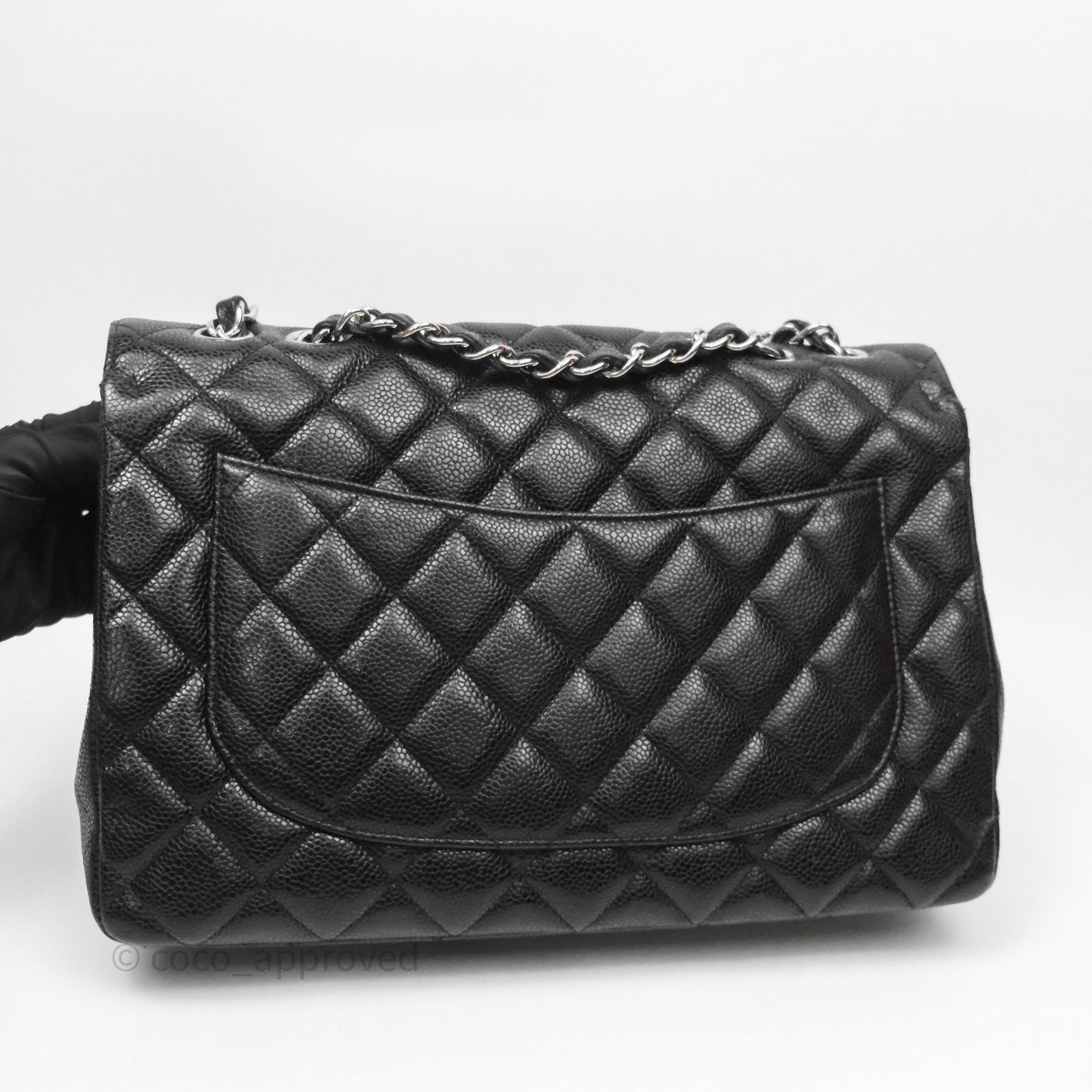 Chanel Jumbo Single Flap Black Caviar Silver Hardware