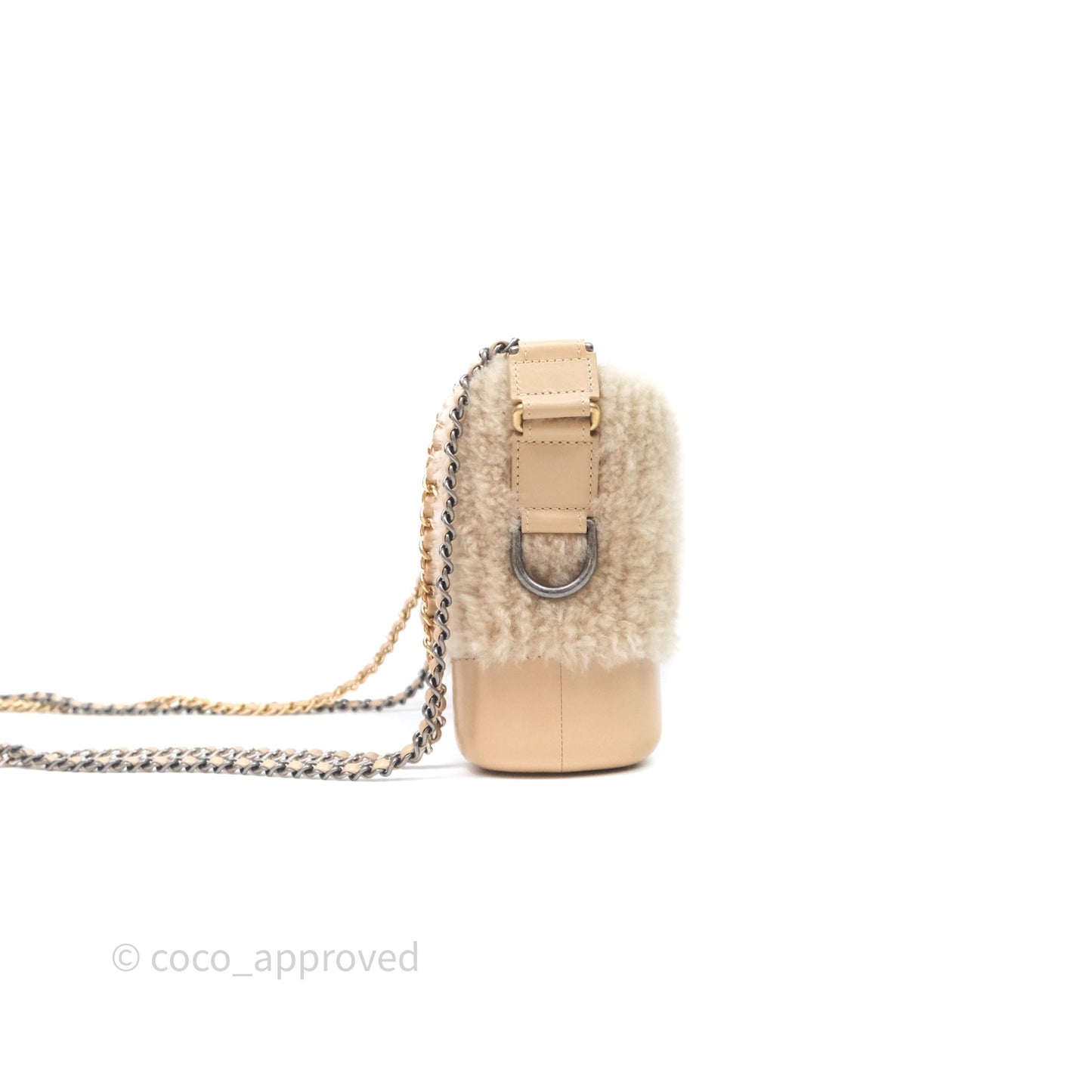 Chanel Small Gabrielle Hobo Shearling Beige Mixed Hardware