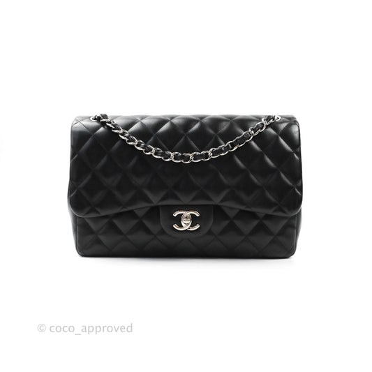 Chanel Jumbo Double Flap Black Lambskin Silver Hardware⁣⁣