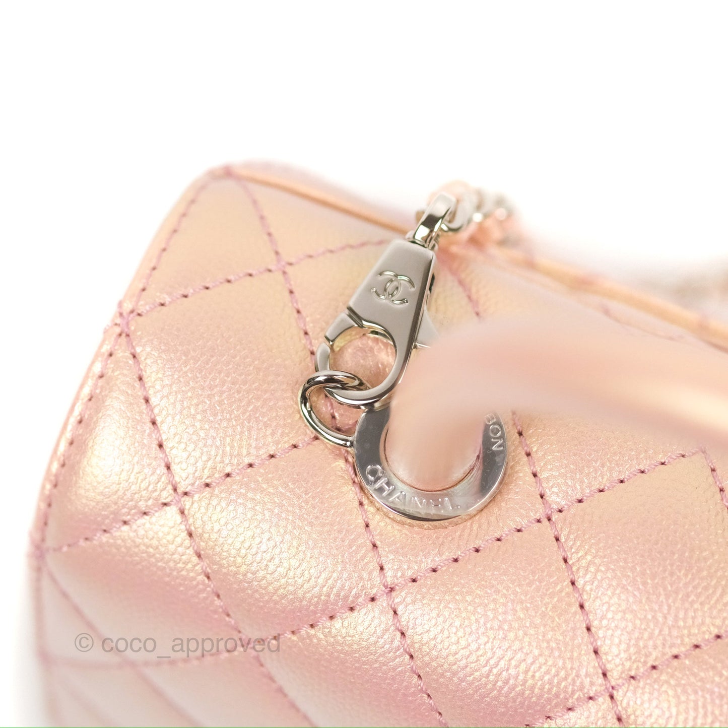 Chanel Small Quilted Coco Handle Iridescent Pink Caviar Rainbow Hardware