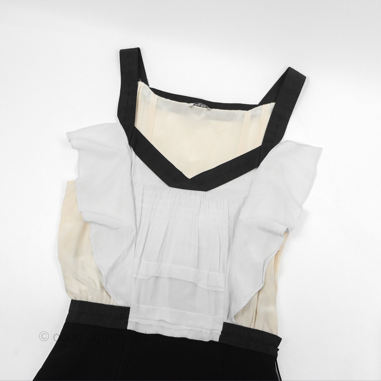 Miu Miu Sleeveless Ruffle Dress Black/ White