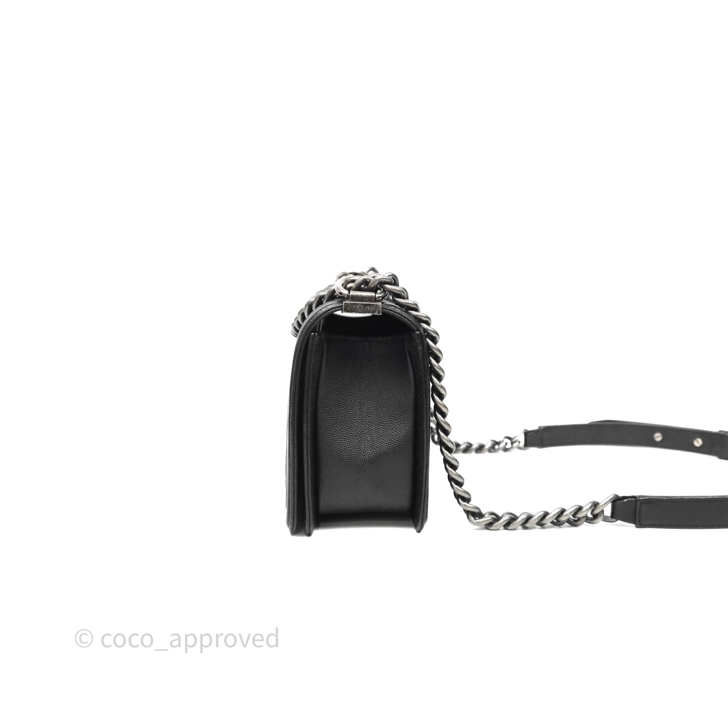 Chanel Medium Boy Quilted Black Caviar Ruthenium Hardware