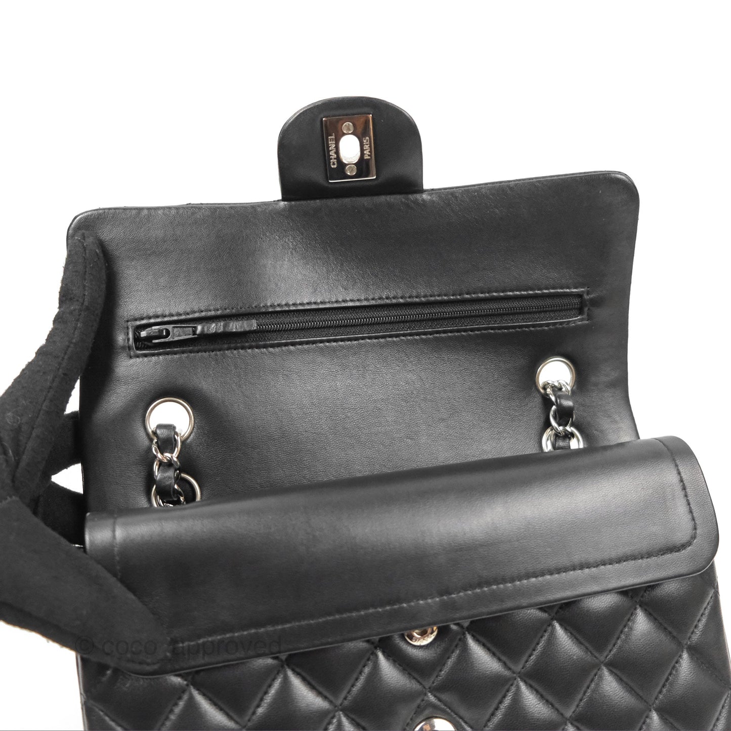 Chanel Small Classic Quilted Flap Black Lambskin Silver Hardware