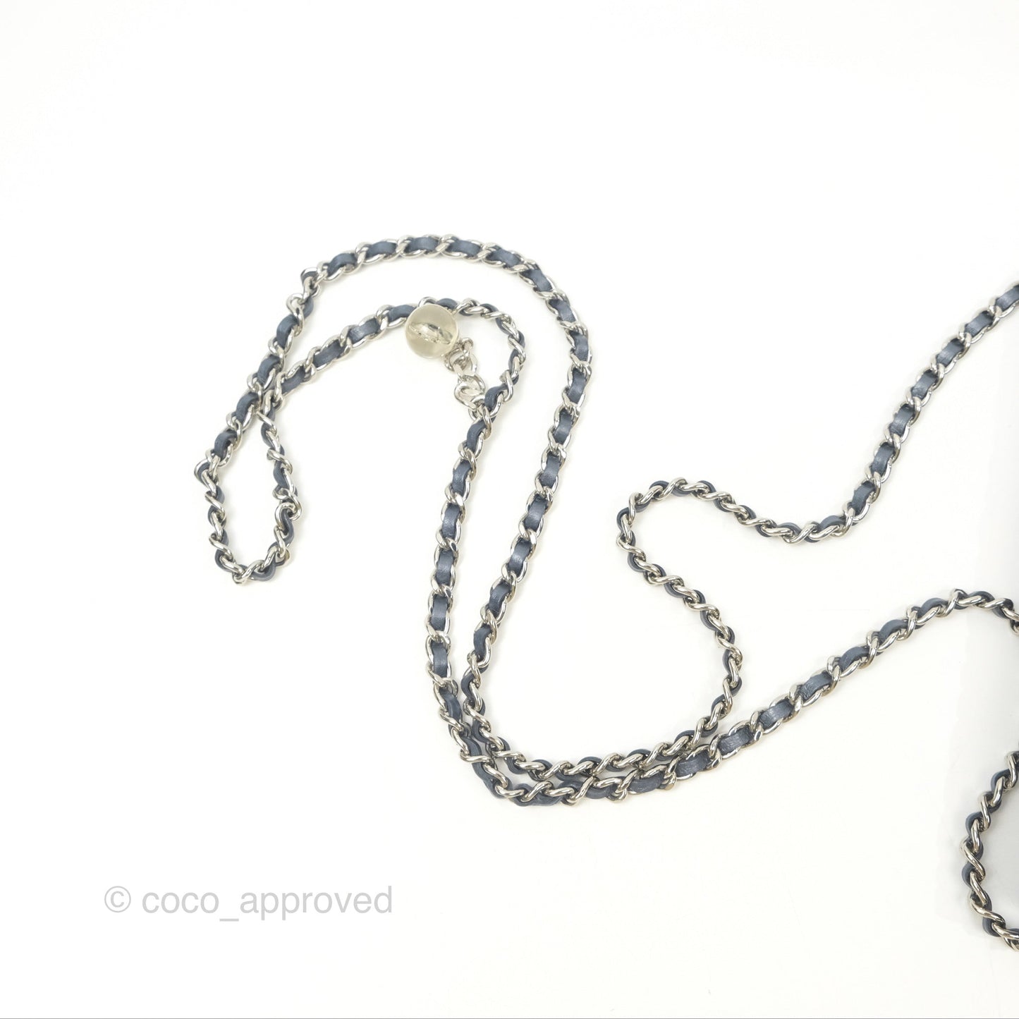 Chanel Camellia Wallet on Chain WOC Iridescent Navy Calfskin Silver Hardware