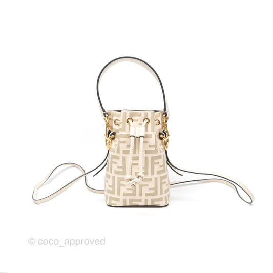 Fendi Mini Mon Tresor Bucket Bag FF Motif Beige
