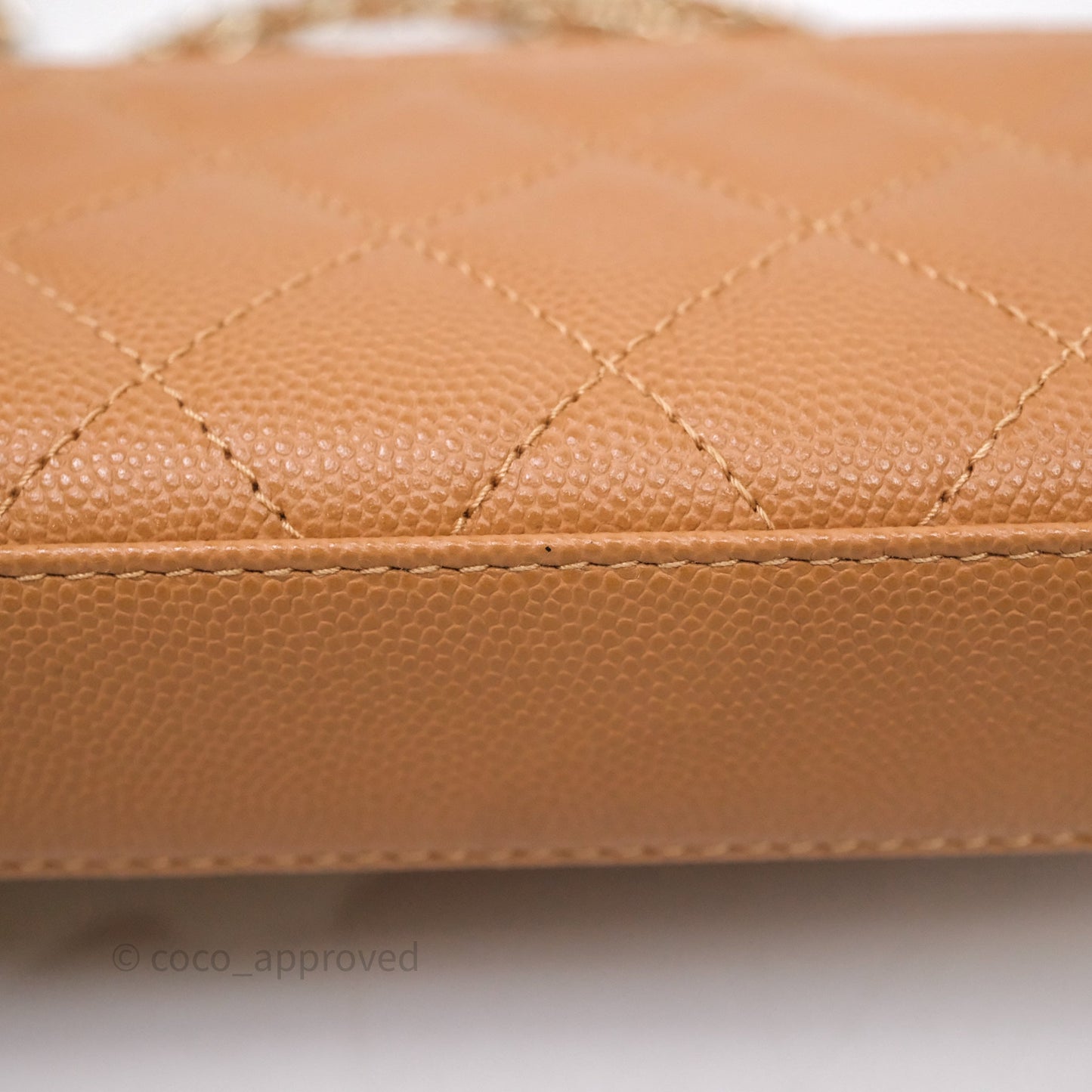 Chanel Kelly Clutch Top Handle Dark Beige Caviar Bag Light Gold hardware