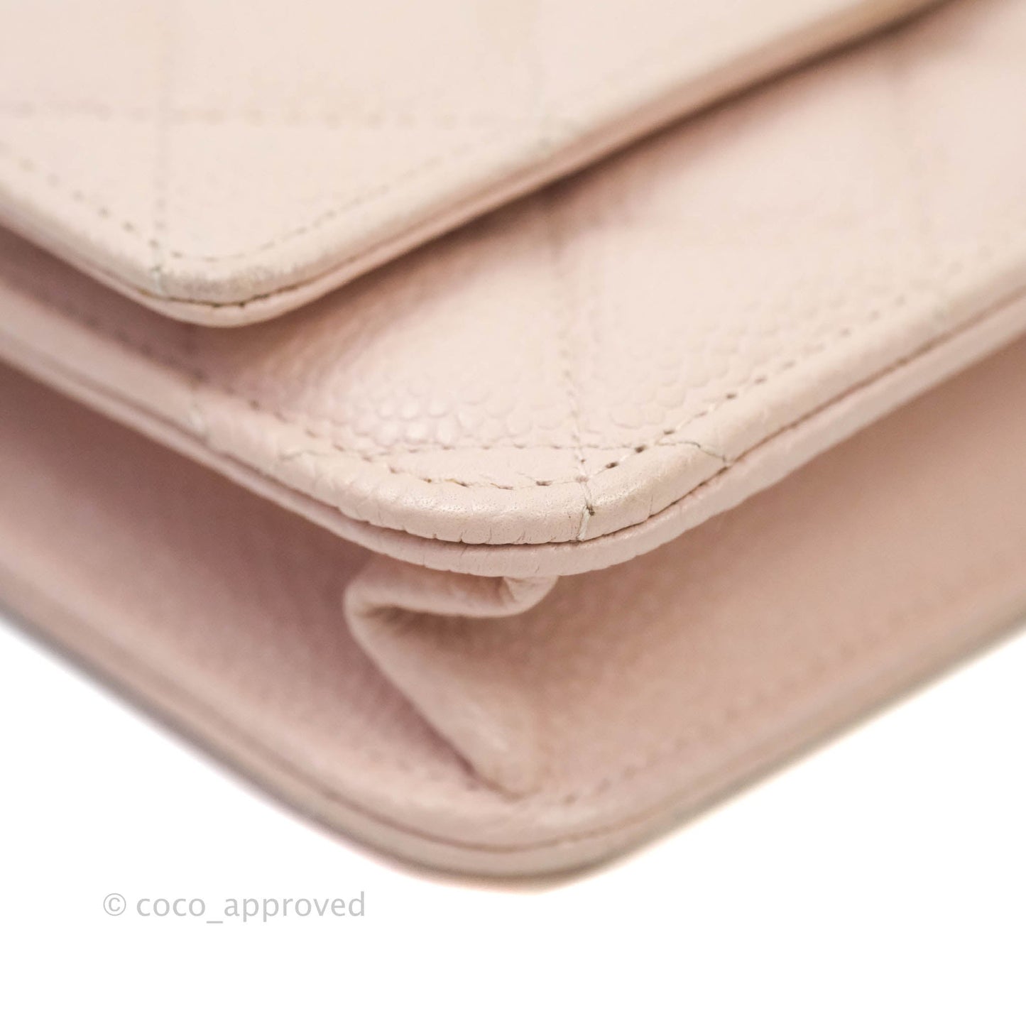 Chanel Quilted Wallet on Chain WOC Sakura Pink Caviar Silver Hardware