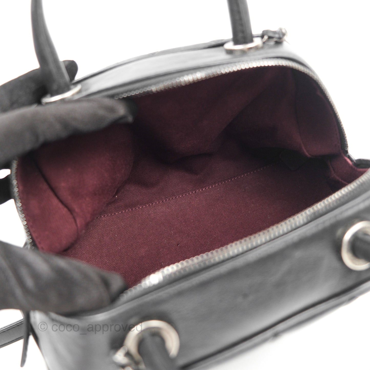 Chanel Quilted Small Handle Bowling Bag Black Aged Calfskin Ruthenium Hardware