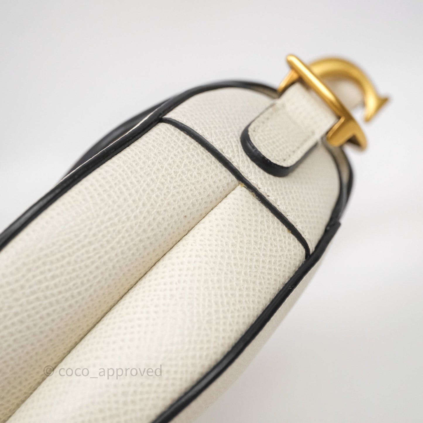 Christian Dior Mini Saddle Bag White Grained Calfskin Gold Hardware