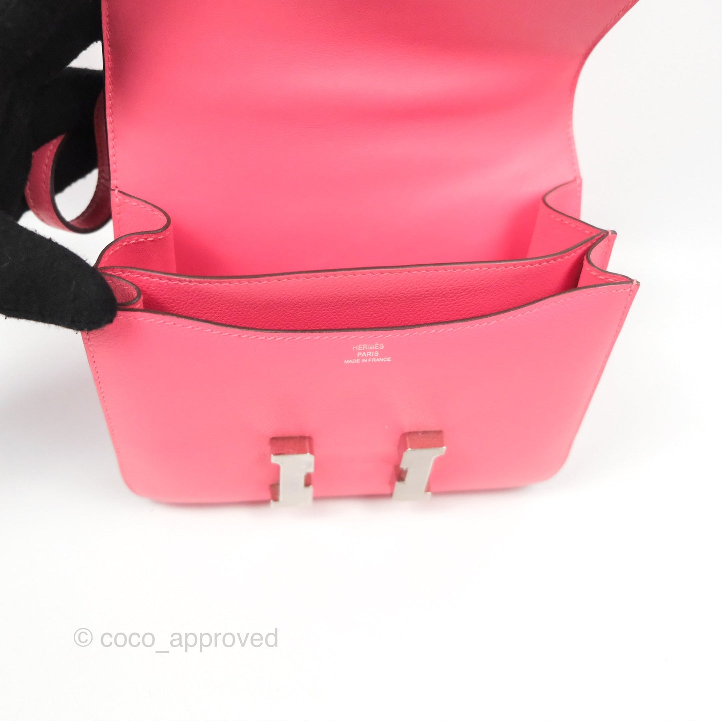 Hermès Constance Mini 18 Rose Azalee Evercolor Palladium Hardware