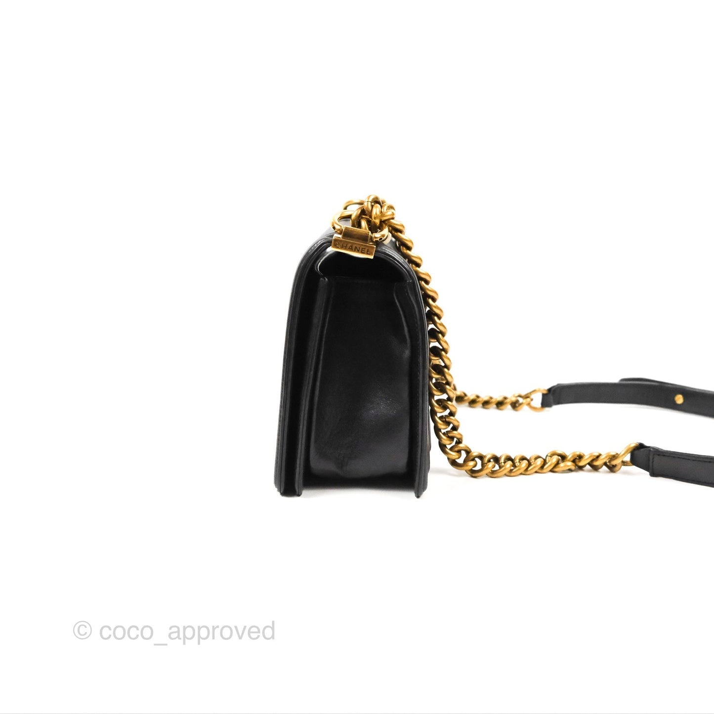 Chanel Quilted Medium Boy Black Lambskin Aged Gold Hardware
