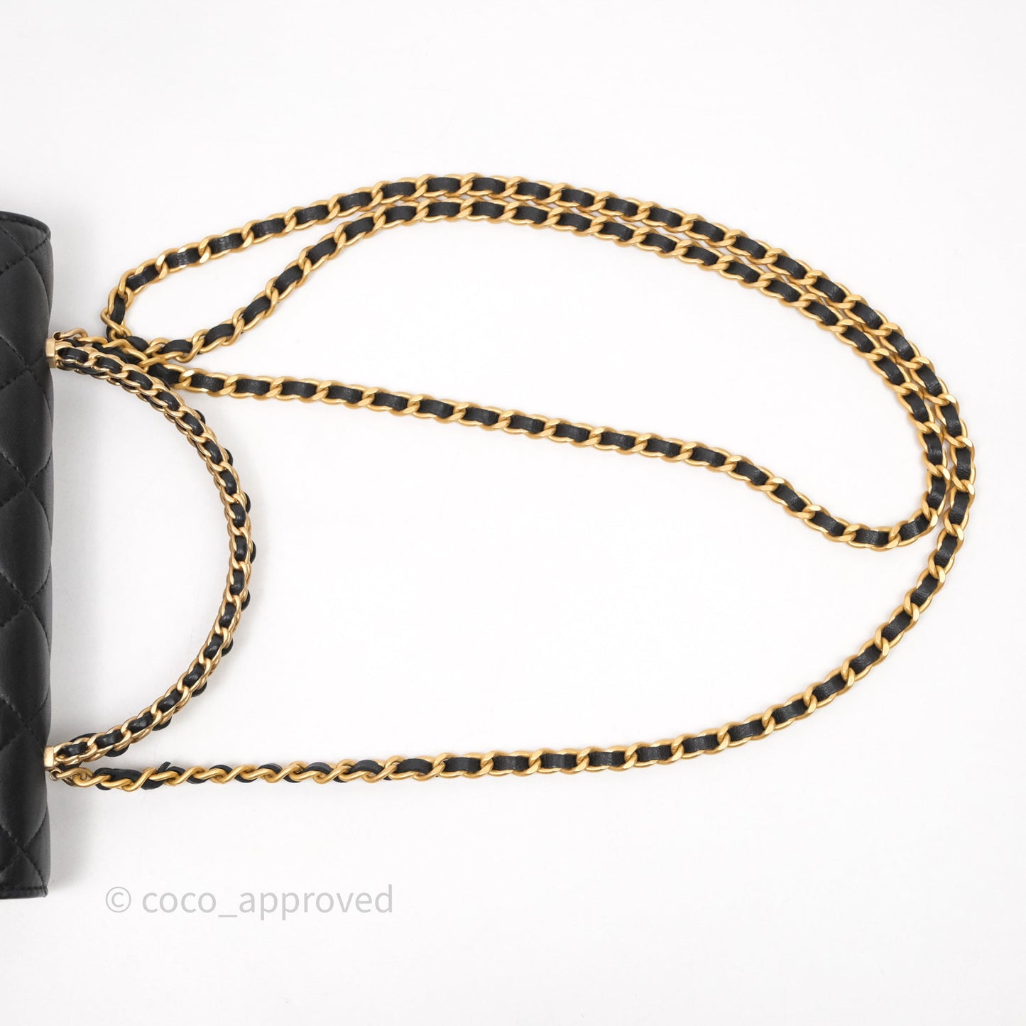 Chanel Top Handle Wallet On Chain WOC Black Lambskin Gold Hardware