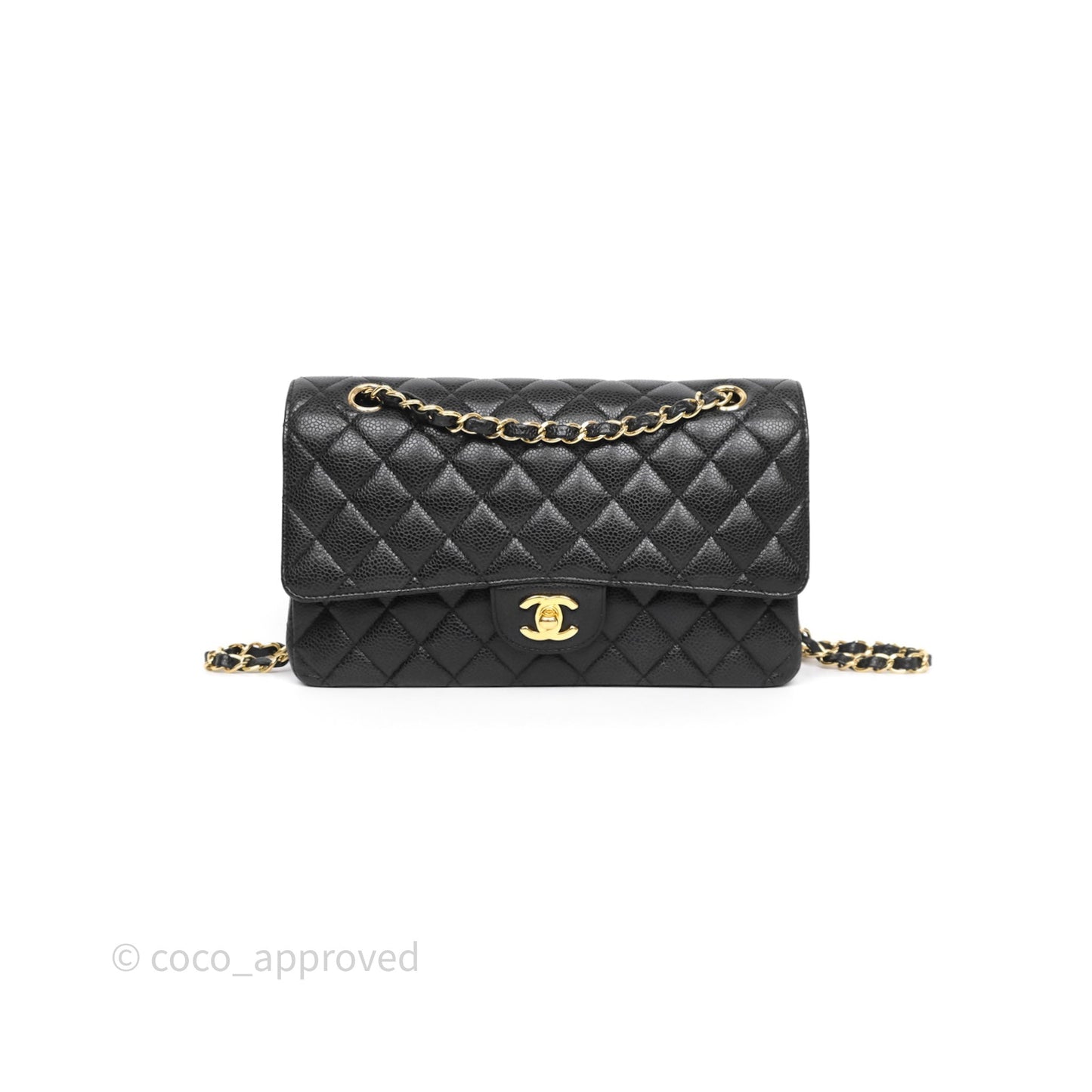 Chanel Classic M/L Medium Flap Quilted Black Caviar Gold Hardware