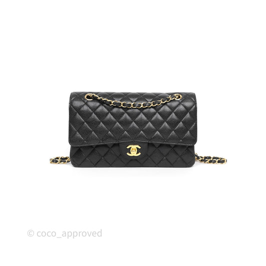 Chanel Classic M/L Medium Flap Quilted Black Caviar Gold Hardware