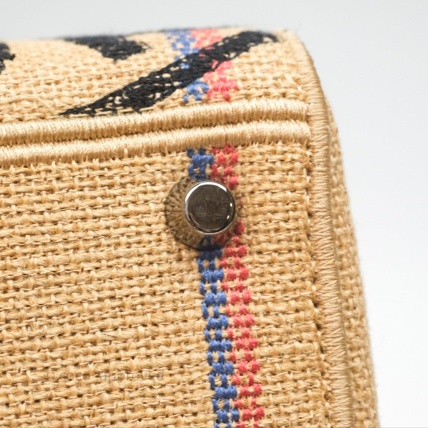 Christian Dior Medium Lady D-Lite Bag Canvas Jute Embroidered