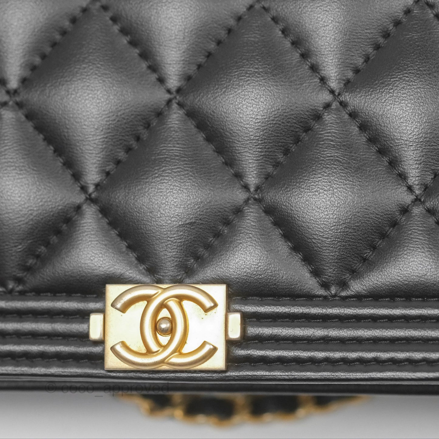 Chanel Quilted Boy Wallet on Chain WOC Black Calfskin Aged Gold Hardware