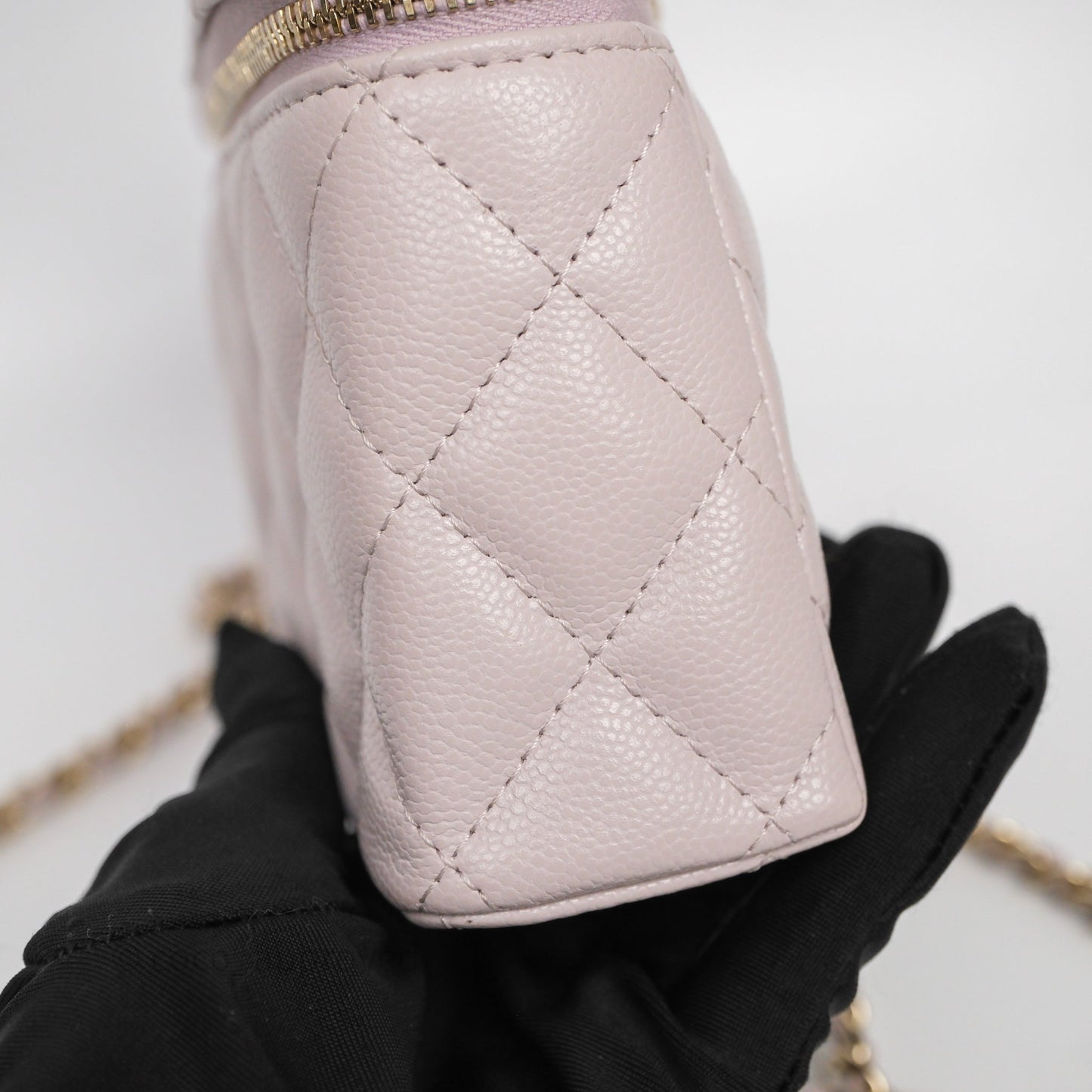 Chanel Top Handle Long Vanity with Chain Lilac Caviar Gold Hardware