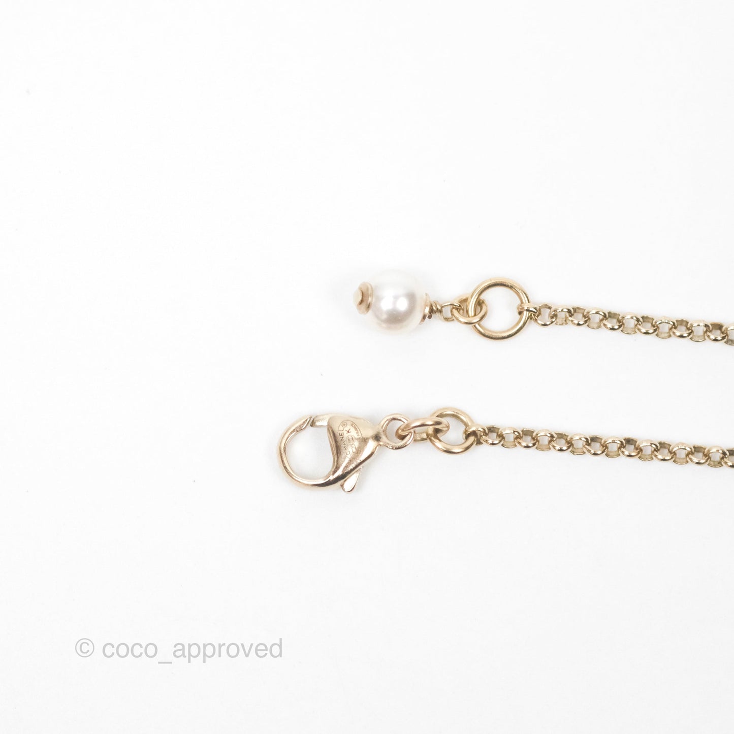 Chanel CC Pearl Necklace Gold Tone 20K