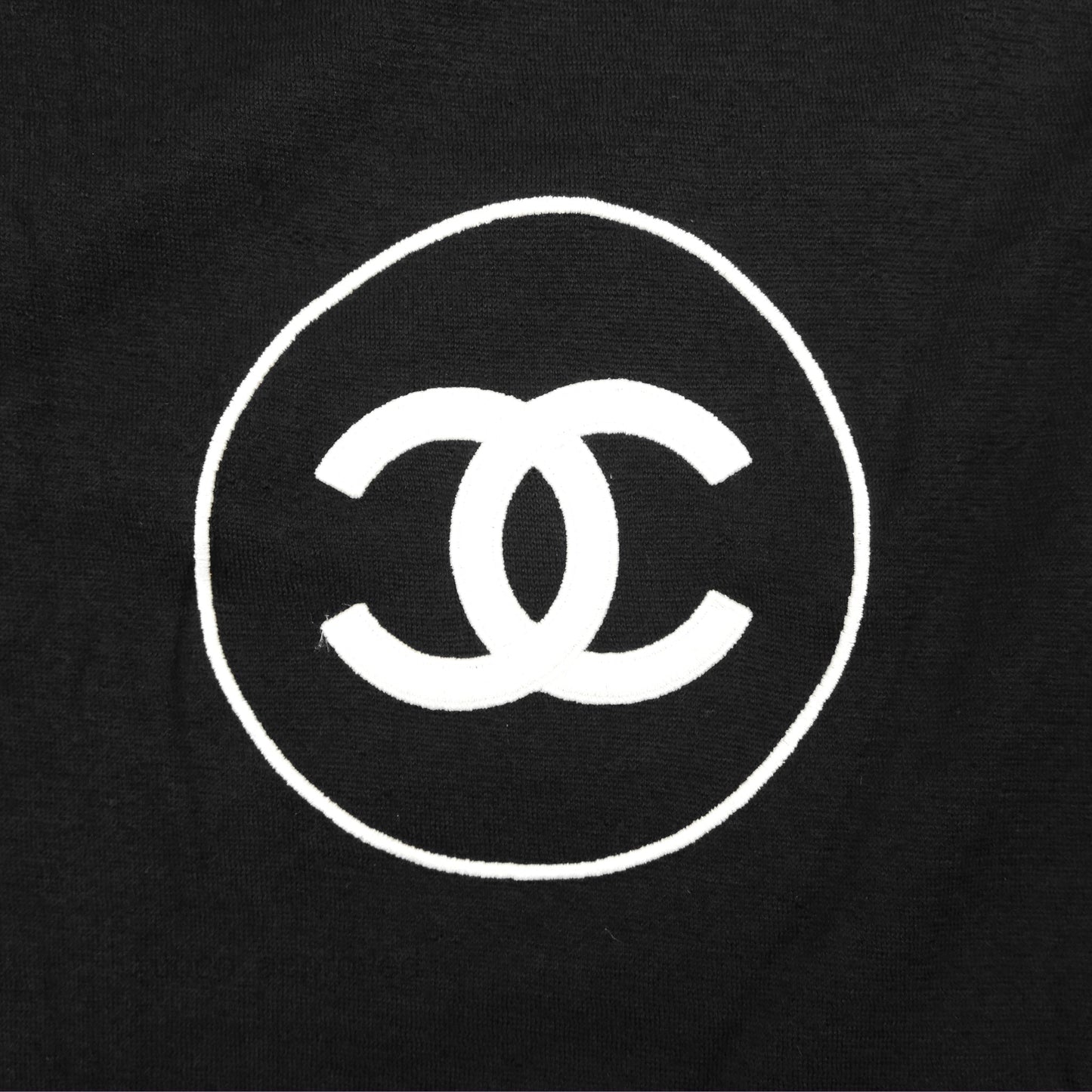 Chanel CC Black White Cashmere Silk Scarf