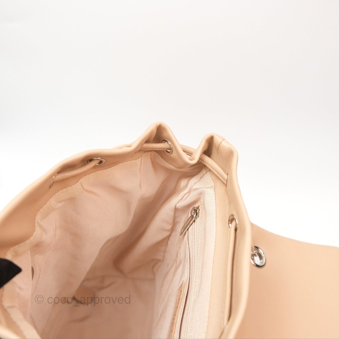 Chanel Quilted Small Urban Spirit Backpack Beige Lambskin Silver Hardware