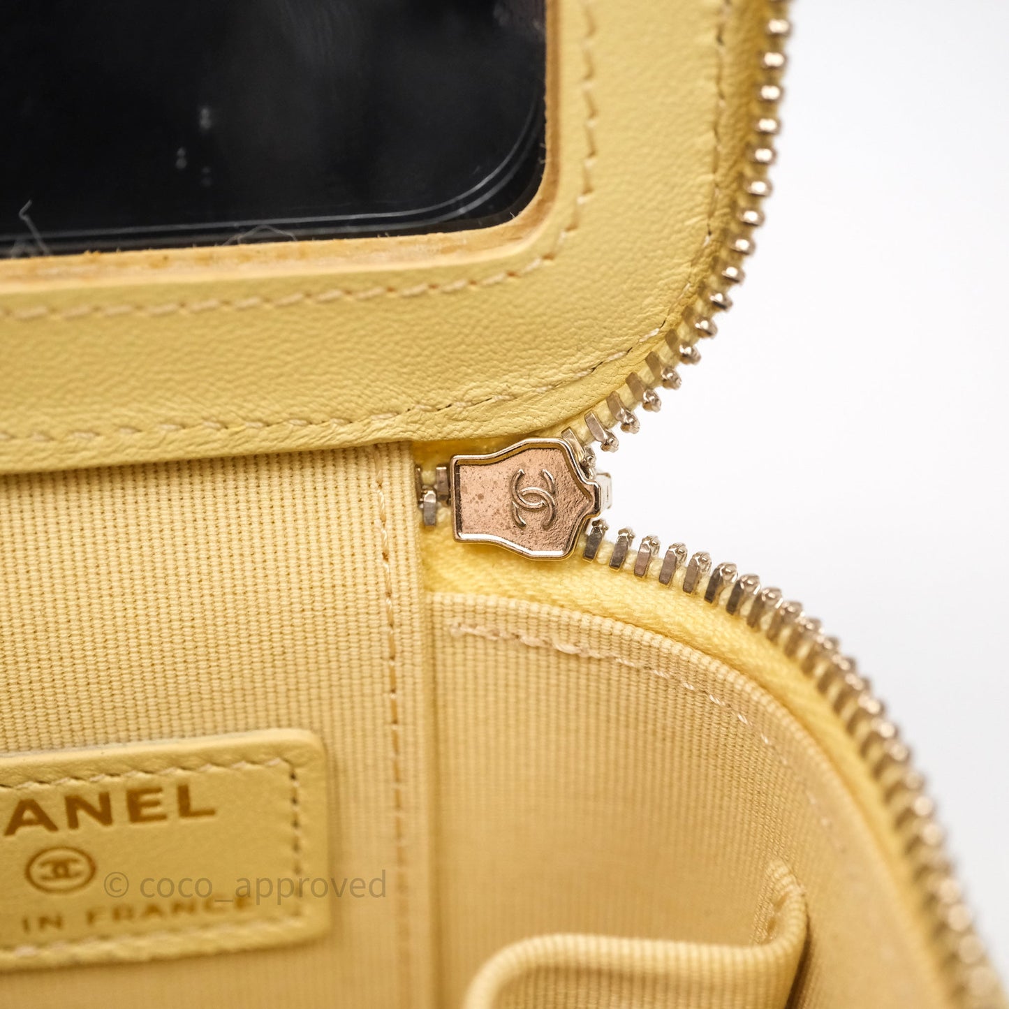 Chanel Mini Top Handle Vanity With Chain Yellow Lambskin Gold Hardware