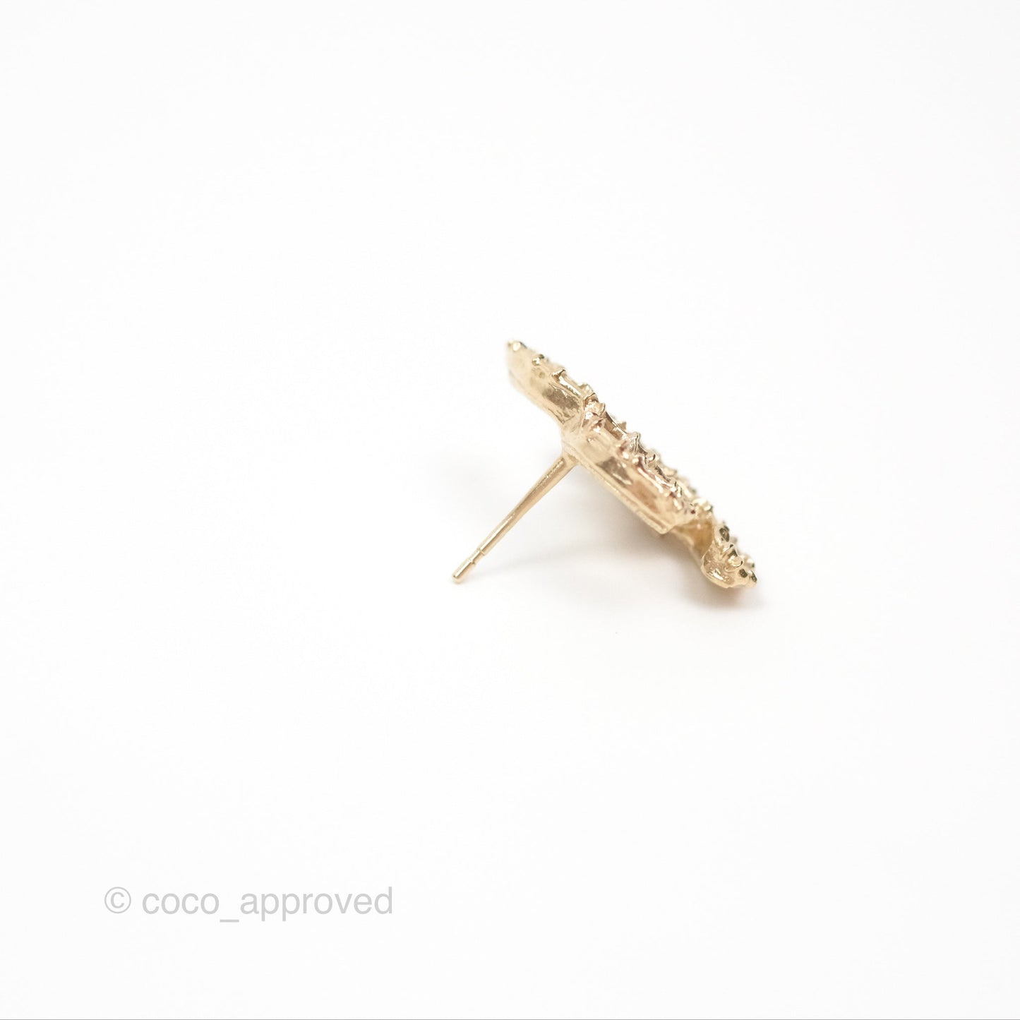 Chanel Pearl CC Earrings Gold Tone 20C