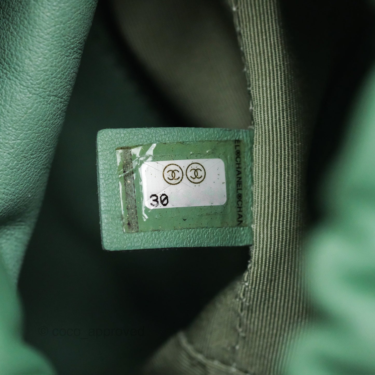 Chanel Drawstring Bucket Bag Quilted Green Caviar Aged Gold Hardware
