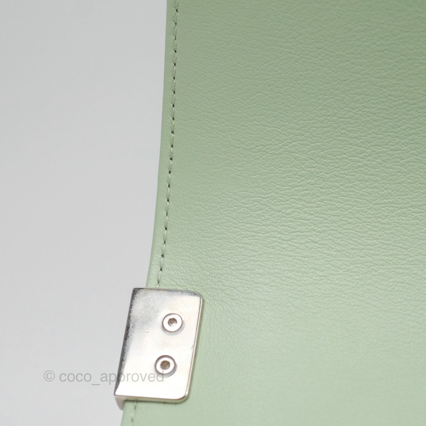 Chanel Medium Chevron Boy Mint Green Calfskin Silver Hardware