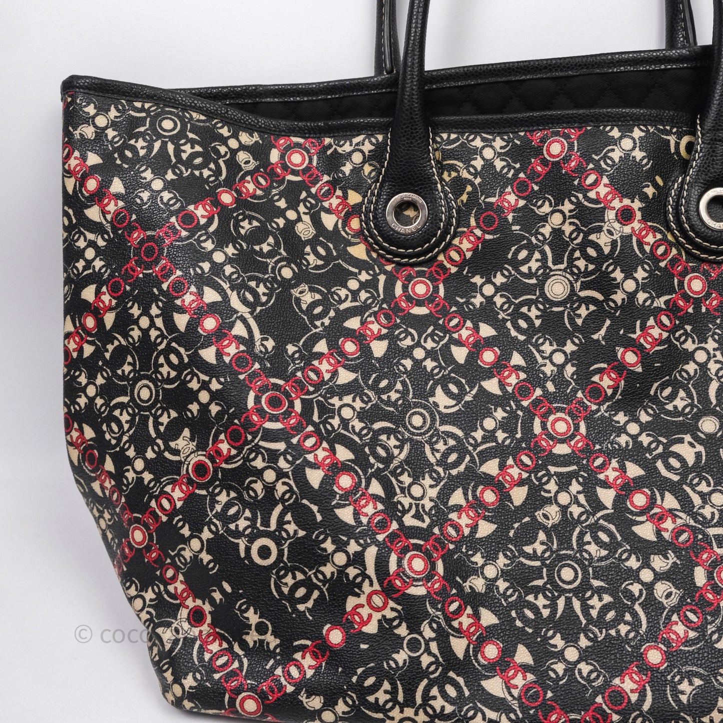 Chanel CC Print Logo Tote Bag Black