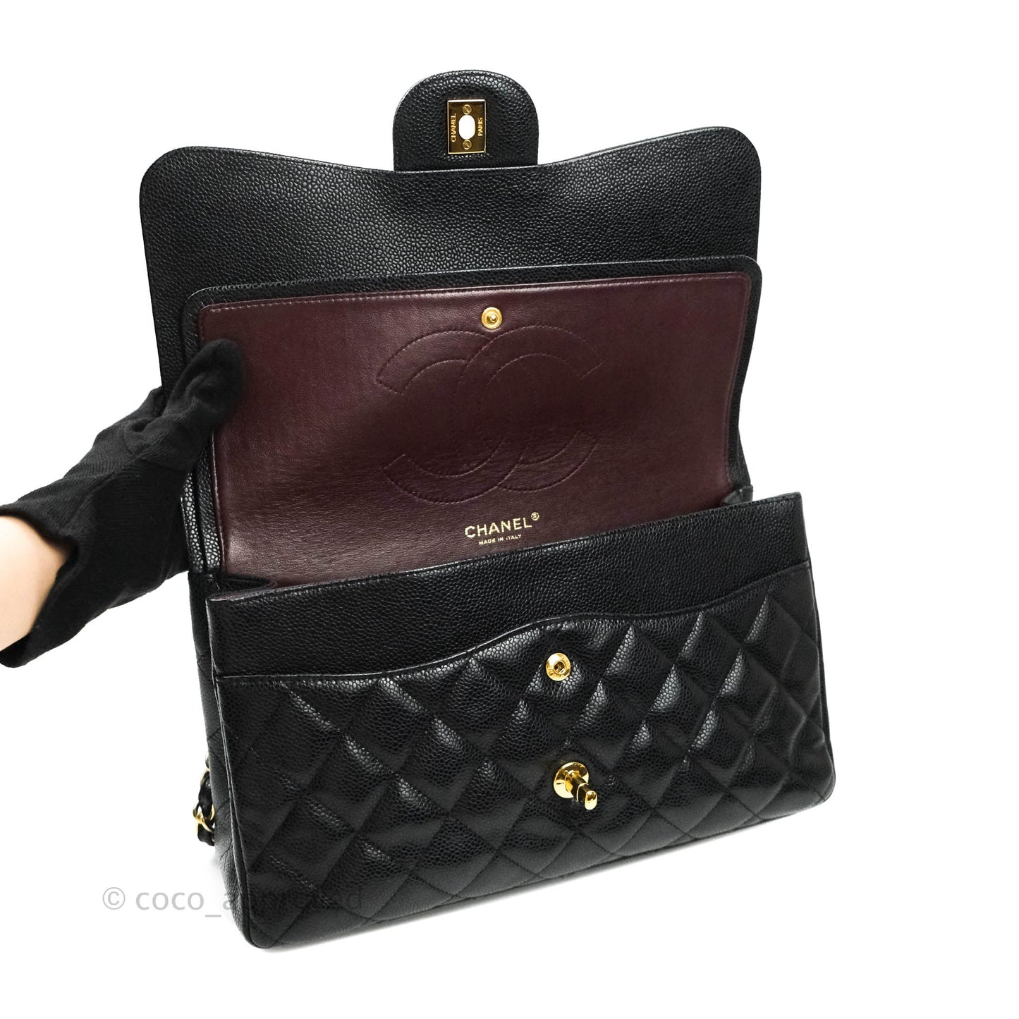 Chanel Jumbo Double Flap Black Caviar Gold Hardware⁣⁣