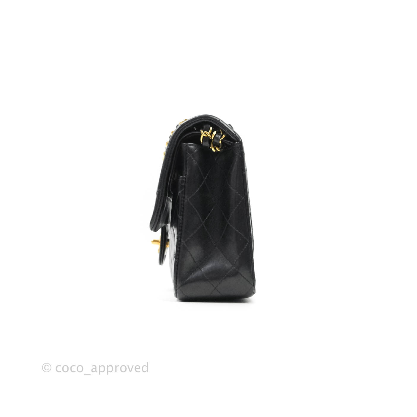 Chanel Vintage M/L Lambskin Medium Double Flap Bag Black 24K Gold Hardware