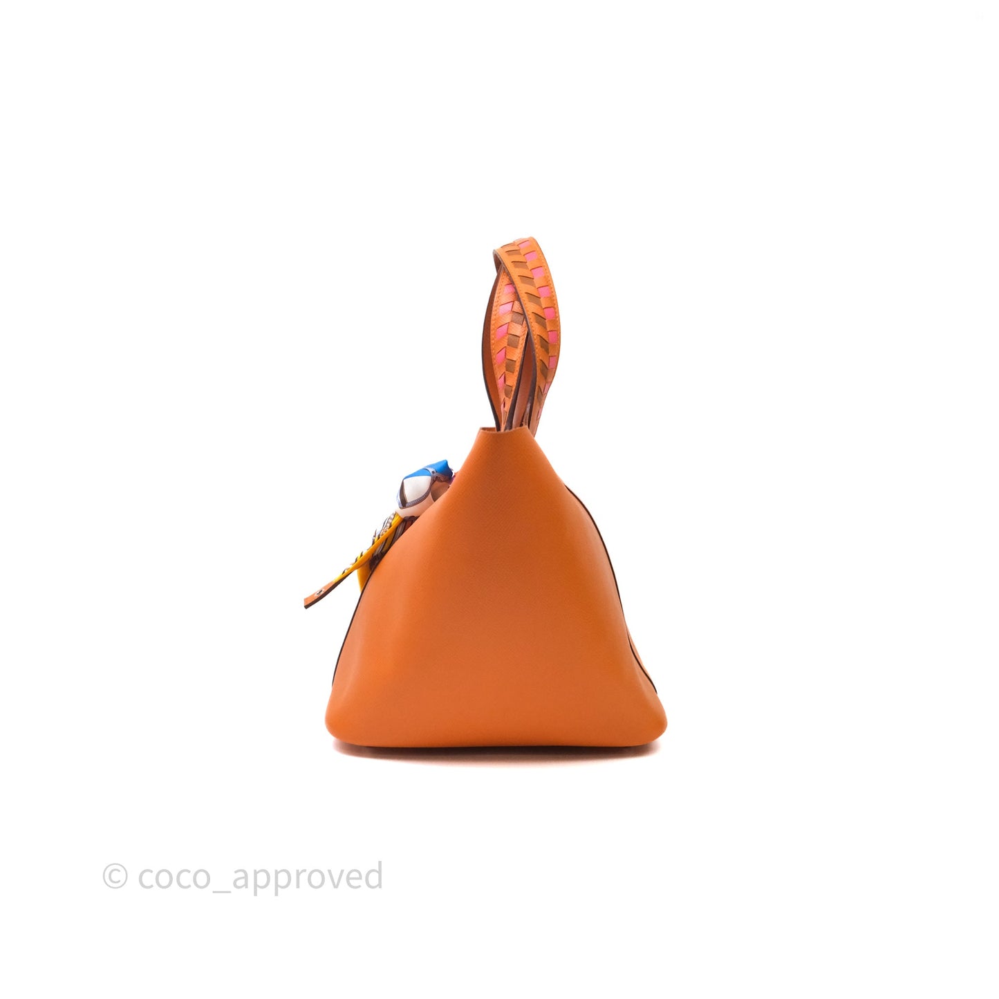 Hermès Tressage De Cuir Picotin Lock 22 Abricot I9/ Rose Azalée 8W/ Gold 37 Epsom Palladium Hardware