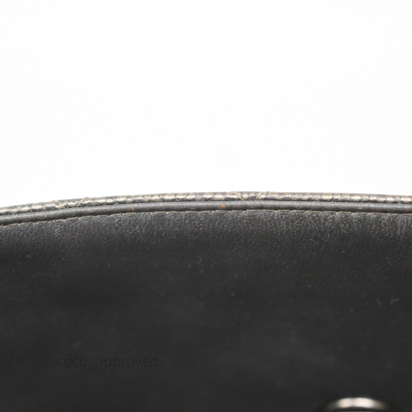 Chanel Mini Rectangular Quilted Metallic Grey Caviar Ruthenium Hardware