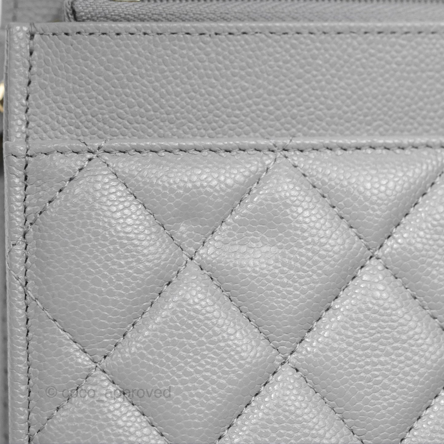 Chanel Quilted Classic Wallet on Chain WOC Grey Caviar Gold Hardware