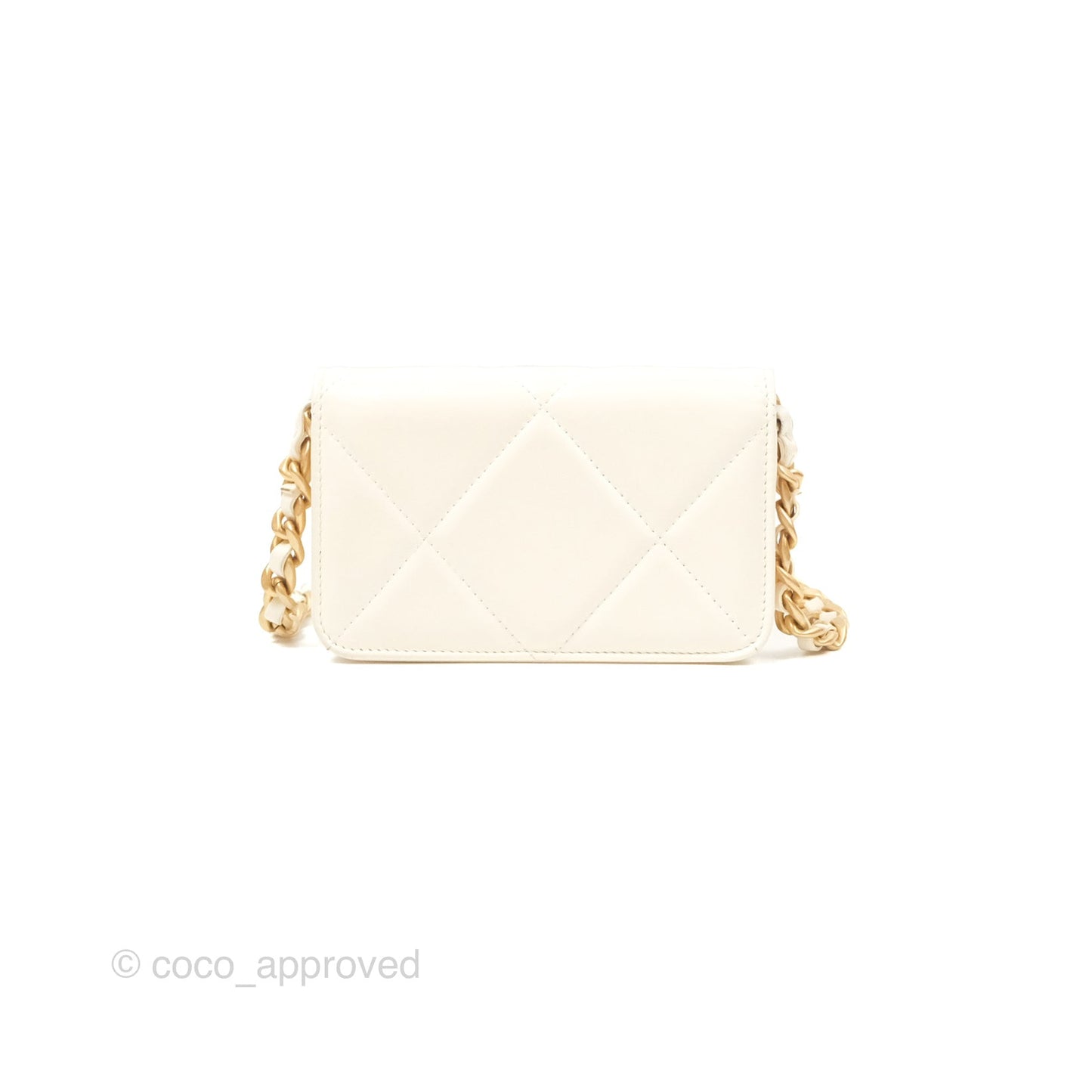 Chanel 19 Clutch With Chain Ivory White Lambskin Mixed Hardware
