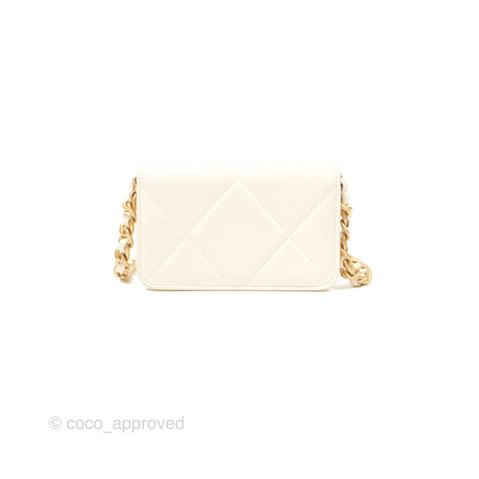 Chanel 19 Clutch With Chain Ivory White Lambskin Mixed Hardware