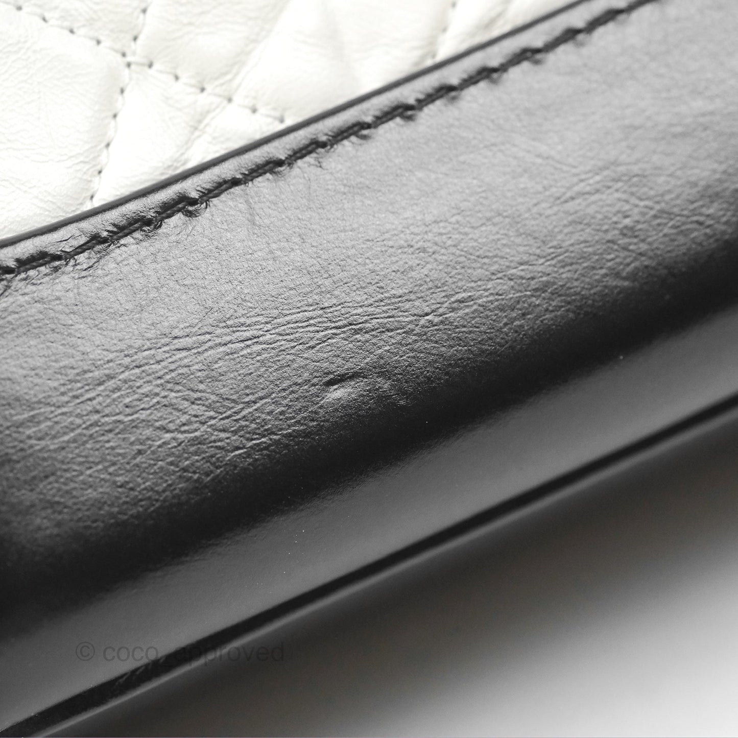 Chanel Small Gabrielle Hobo Quilted Black White Aged Calfskin