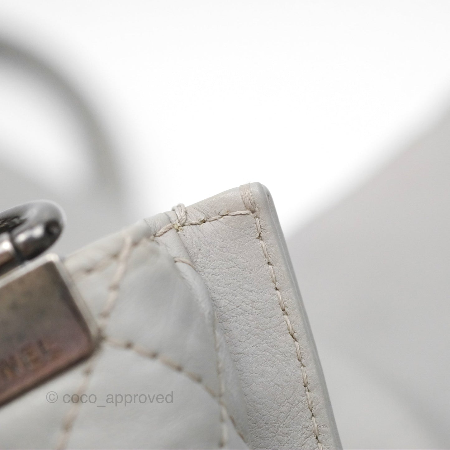 Chanel Medium Boy Reverso Flap Light Grey Calfskin Ruthenium Hardware