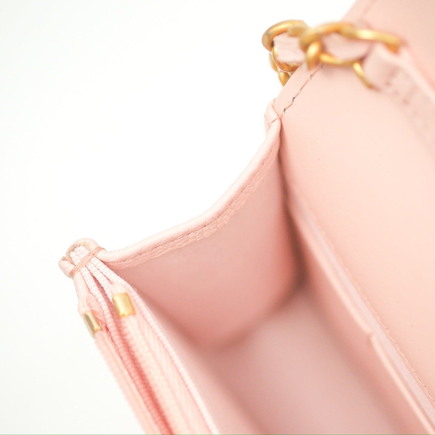 Chanel Mini WOC Phone Holder Pink Caviar Gold Hardware